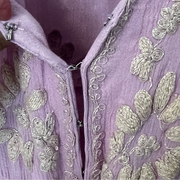 FREE PEOPLE Lilac Blossom Embroidered Fable BoHo Midi Dress XL peasant coquette - Picture 11 of 16